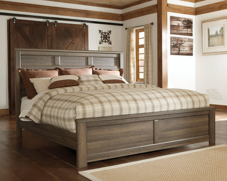 Juararo Dark Brown King Panel Bed - Ella Furniture