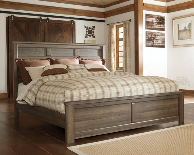 Juararo Dark Brown King Panel Bed - Ella Furniture