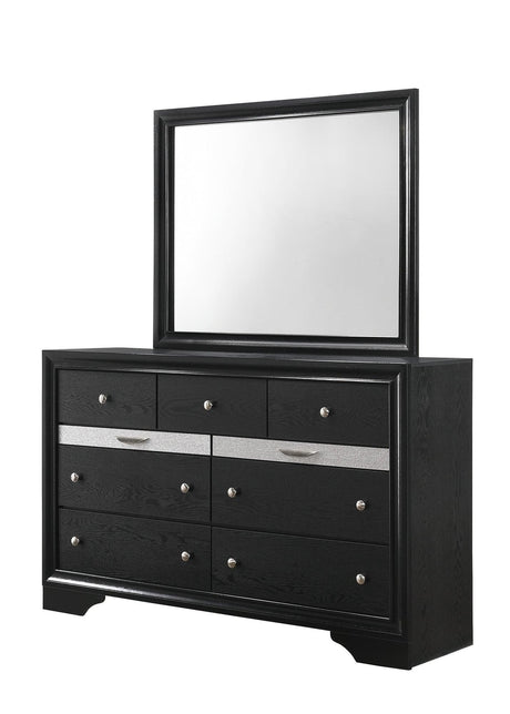 Regata Dresser Black/Silver, Sleek And Modern Wood, 7 Spacious Drawers - Ella Furniture
