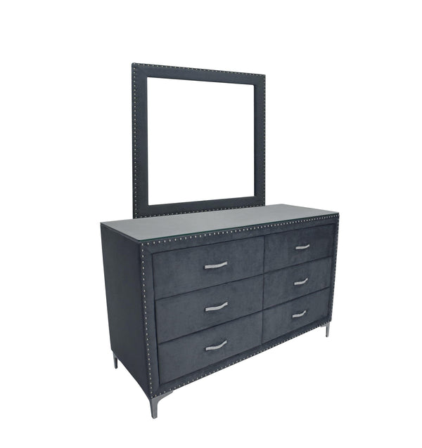 Lucinda Dresser - Dark Grey, Modern Solid Hardwood, Spacious 6 Drawers - Ella Furniture