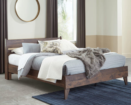 Calverson Mocha Queen Panel Platform Bed - Ella Furniture