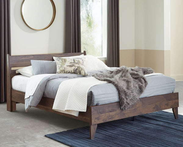 Calverson Mocha Queen Panel Platform Bed - Ella Furniture