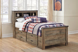Trinell Brown Twin Bookcase Bed With 2 Storage Drawers - Ella Furniture