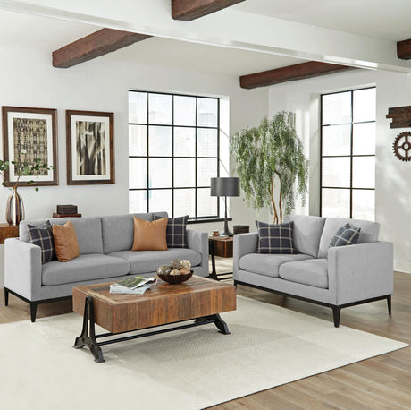 Apperson Apperso 2-piece Upholstered Track Arm Sofa Set Light Grey 508681-S2 - Ella Furniture