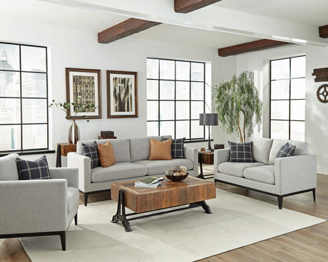 Apperson Apperso 3-piece Upholstered Track Arm Sofa Set Light Grey 508681-S3 - Ella Furniture
