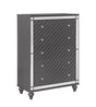 Refino Chest Gray, Contemporary Modern Wood, Nickel Knob 5 Drawers - Ella Furniture