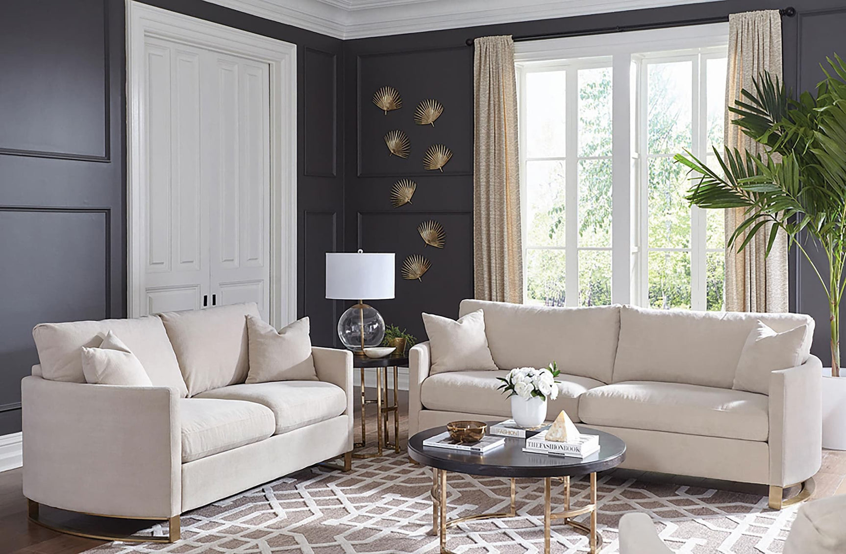 CORLISS COLLECTION Corliss 2-piece Upholstered Arched Arm Sofa Set Beige 508821-S2 - Ella Furniture