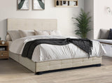 Faddy Beige Upholstered Tufted Platform Queen Bed