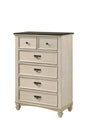 Sawyer Chest Cream/Brown, Modern And Sleek Contemporary Wood, Pewter Bail And Nickel Knob 5 Drawers - Ella Furniture