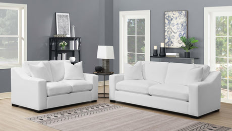Ashlyn Ashlyn 2-piece Upholstered Sloped Arm Sofa Set White 509891-S2 - Ella Furniture