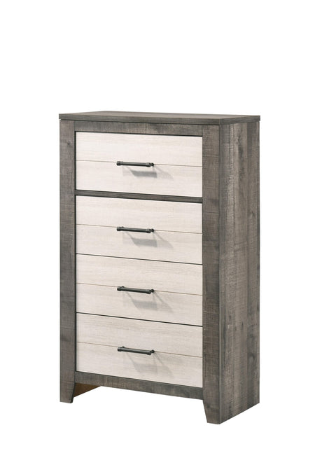Rhett Chest Brown/Cream, Modern Wood, 4 Metal Drawers - Ella Furniture
