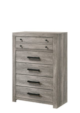 Tundra Chest Gray, Contemporary Sleek And Modern Wood, Metal Nickel Knob 5 Drawers - Ella Furniture
