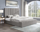 Valencia Gray Velvet Upholstered Platform Queen Bed