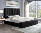 Valencia Black Velvet Upholstered Platform Queen Bed