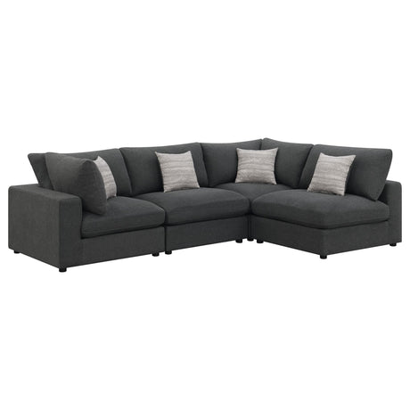 Serene Serene 4-piece Upholstered Modular Sectional Sofa Charcoal 551324-SETA - Ella Furniture