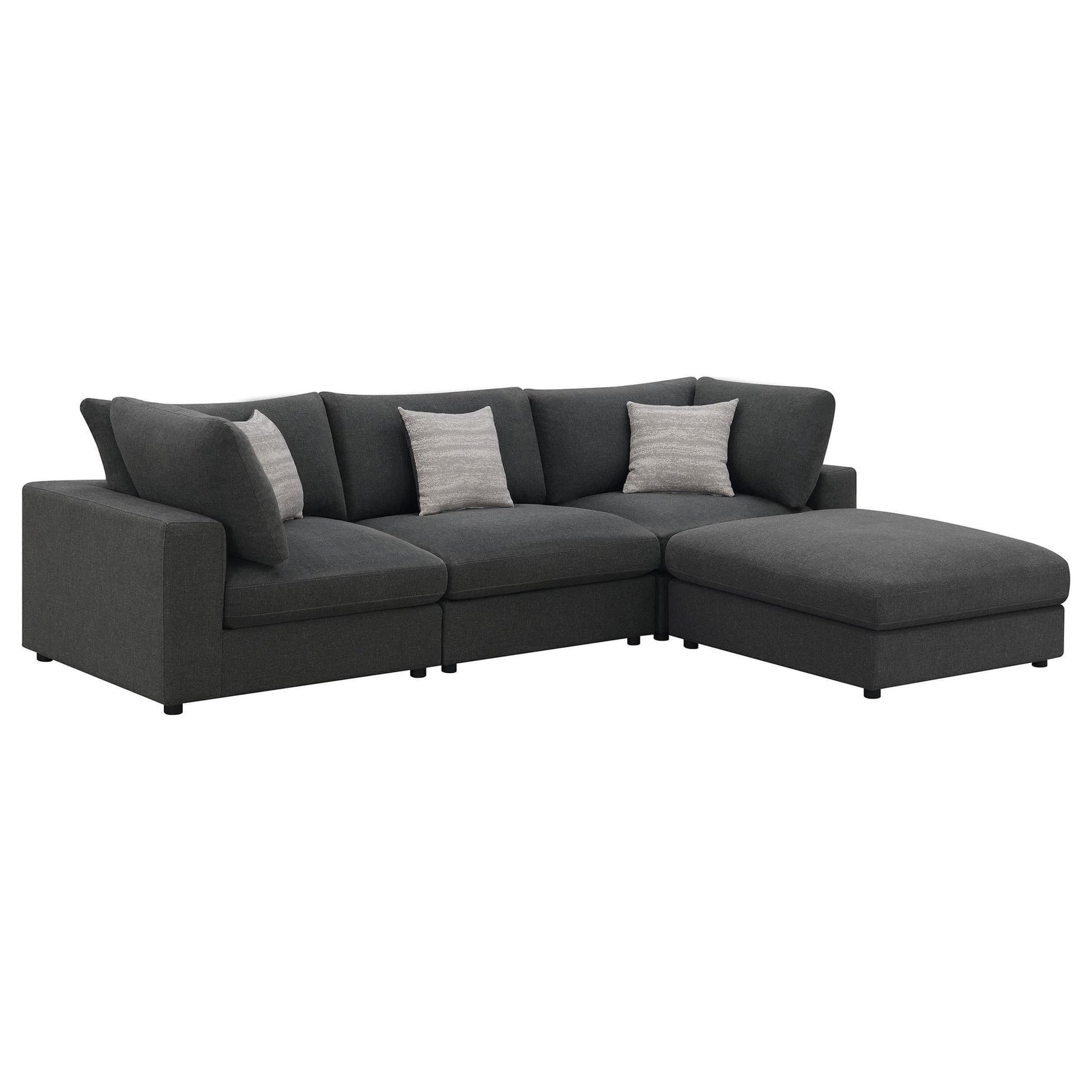 Serene Serene 4-piece Upholstered Modular Sectional Sofa Charcoal 551324-SETB - Ella Furniture