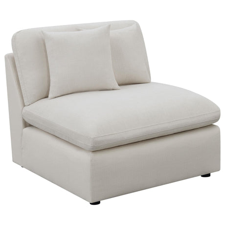 Hobson Upholstered Armless Chair Ivory 551451 - Ella Furniture