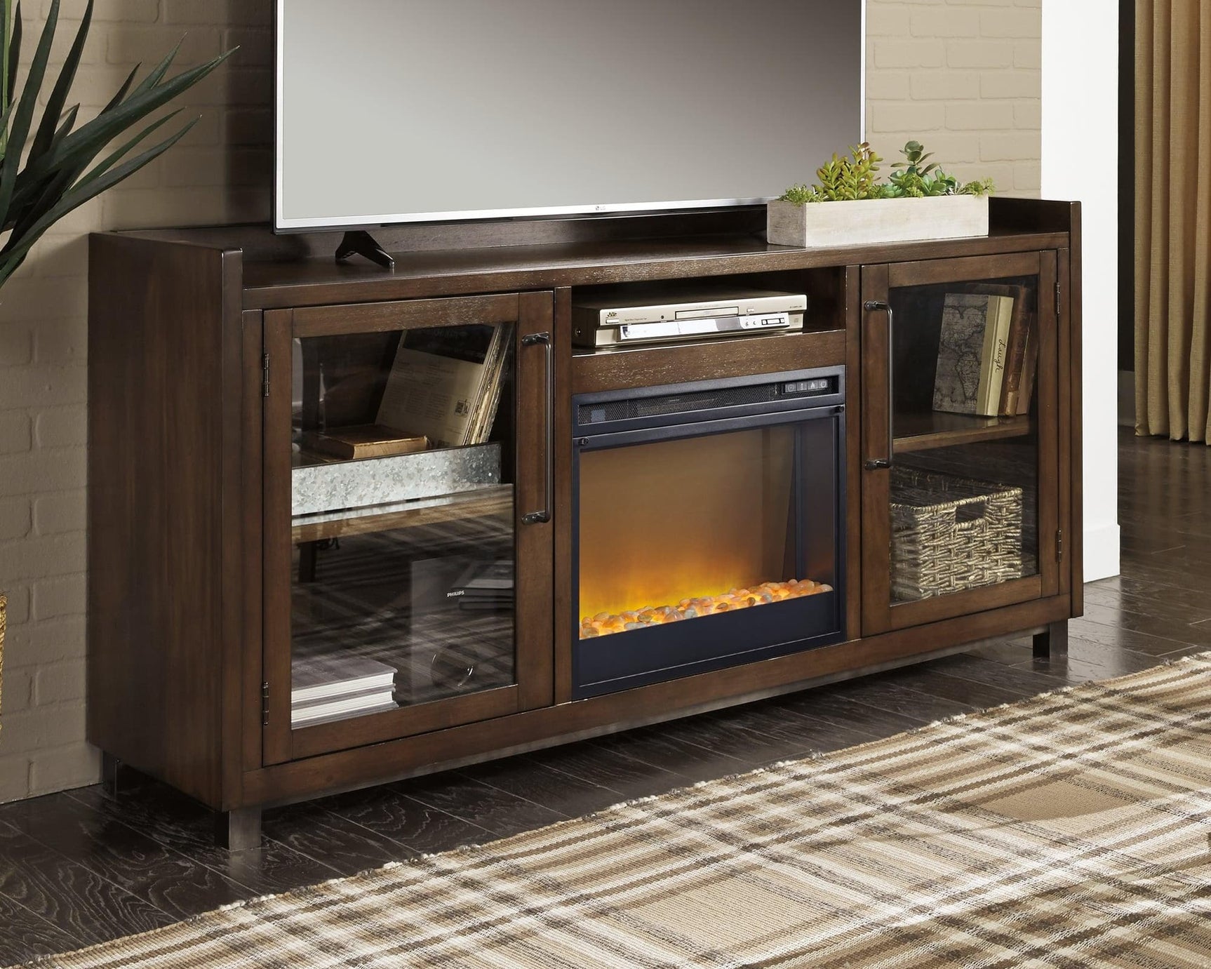 Starmore Brown 70" Tv Stand With Electric Fireplace - Ella Furniture