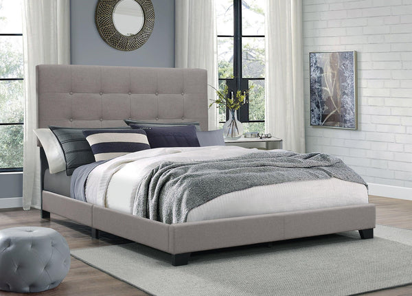 Florence Gray Fabric Wood Twin Upholstered Tufted Bed - Ella Furniture
