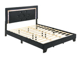 Wally Black Velvet Upholstered Tufted LED Platform King Bed