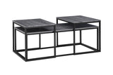 Adola Gray Modern Contemporary Solid Wood And Veneers, Metal 3-Pk Nesting Coffee Table - Ella Furniture