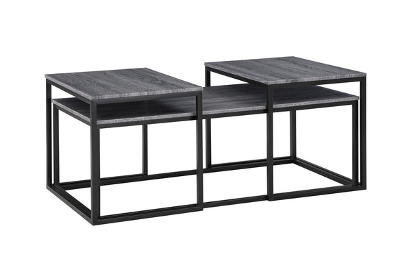 Adola Gray Modern Contemporary Solid Wood And Veneers, Metal 3-Pk Nesting Coffee Table - Ella Furniture