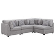 Cambria 4-piece Upholstered Modular Sectional Sofa Grey 551511-S4B - Ella Furniture