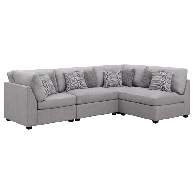 Cambria 4-piece Upholstered Modular Sectional Sofa Grey 551511-S4B - Ella Furniture
