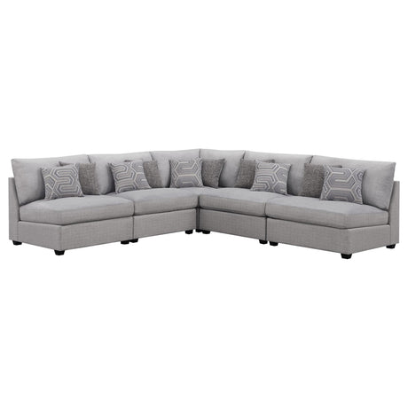 Cambria 5-piece Upholstered Modular Sectional Sofa Grey 551511-S5A - Ella Furniture