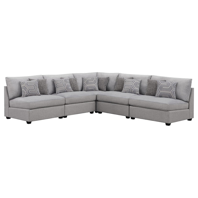 Cambria 5-piece Upholstered Modular Sectional Sofa Grey 551511-S5A - Ella Furniture
