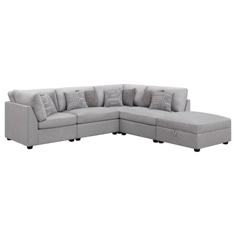 Cambria 5-piece Upholstered Modular Sectional Sofa Grey 551511-S5B - Ella Furniture