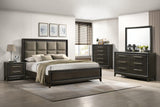Saratoga Black Modern Contemporary Solid Wood And Veneers Fabric Bedroom Set - Ella Furniture