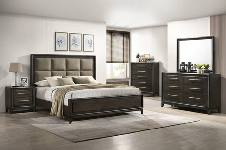 Saratoga Black Modern Contemporary Solid Wood And Veneers Fabric Bedroom Set - Ella Furniture