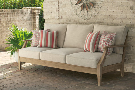 Clare View Beige Sofa With Cushion - Ella Furniture