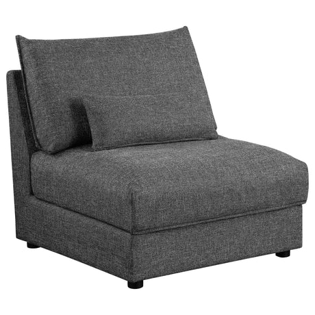 Sasha Upholstered Armless Chair Barely Black 551681 - Ella Furniture