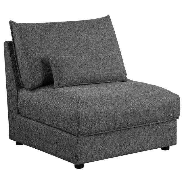 Sasha Upholstered Armless Chair Barely Black 551681 - Ella Furniture