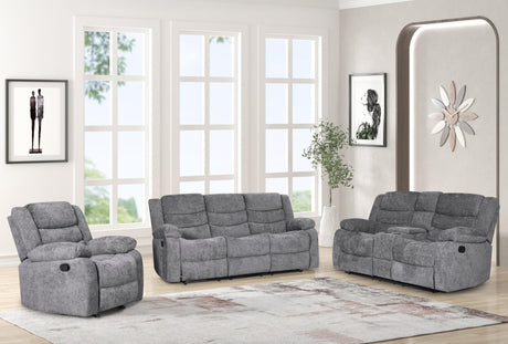 Oliver Charcoal Fabric Upholstered Reclining Living Set