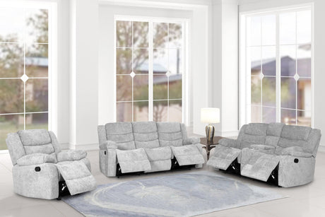 Oliver Silver Fabric 3-Piece Reclining Set