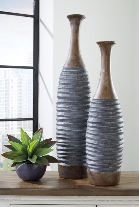 Blayze Antique Gray/brown Vase (Set Of 2) - Ella Furniture