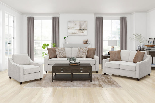 Christine Christine 3-piece Upholstered Sloped Arm Sofa Set Beige 552061-S3 - Ella Furniture