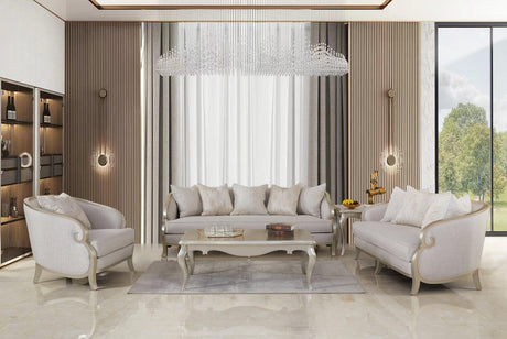 Alexandra Beige Fabric Upholstered 3-Piece Living Room Set