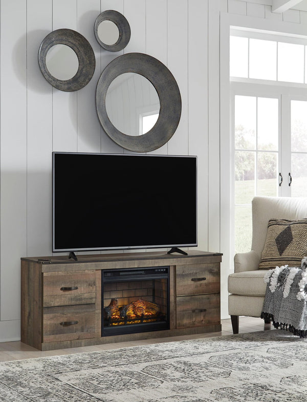 Brown TV Stand With Fireplace