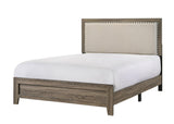 Millie Grey Contemporary Solid Wood And Veneers Fabric Panel Upholstered King Bed - Ella Furniture