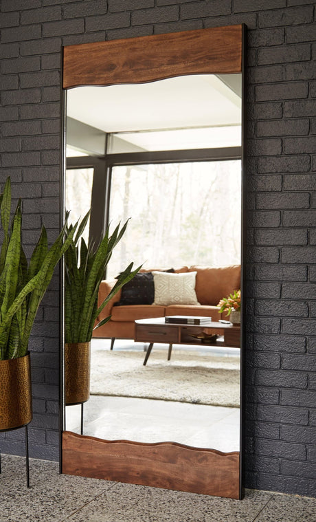 Panchali Brown/Black Floor Mirror - Ella Furniture