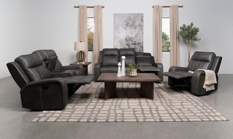 Raelynn 3-piece Upholstered Reclining Sofa Set Grey 603191-S3 - Ella Furniture