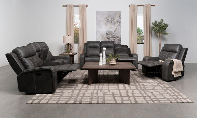 Raelynn 3-piece Upholstered Reclining Sofa Set Grey 603191-S3 - Ella Furniture
