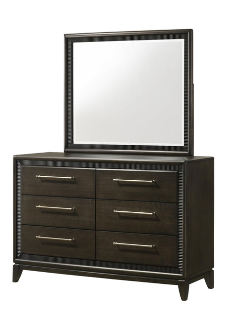 Saratoga Black Modern Contemporary Solid Wood And Veneers 6-Drawers Dresser - Ella Furniture