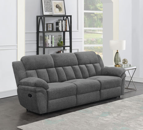 Bahrain Upholstered Motion Sofa Charcoal 609541 - Ella Furniture