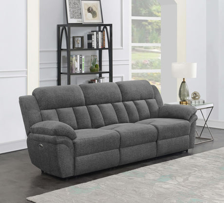 Bahrain Upholstered Power Sofa Charcoal 609541P - Ella Furniture
