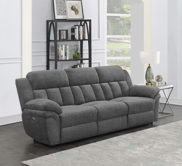 Bahrain Upholstered Power Sofa Charcoal 609541P - Ella Furniture